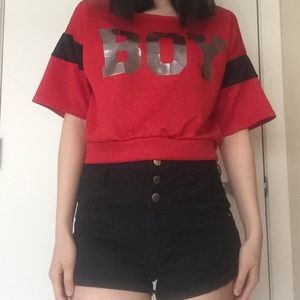 Red Boy Crop Top